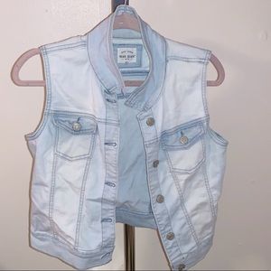Denim crop vest